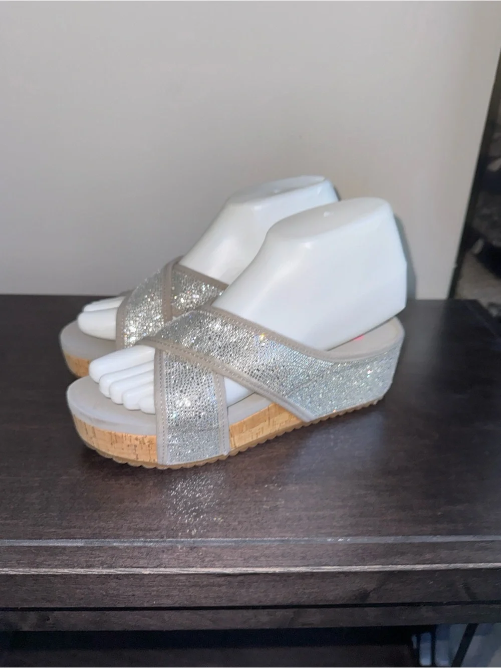 GB girls Silver Sparkle Platform Sandals